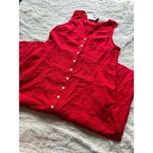 Universal Thread Red Button Front Maxi Dress XL Linen Blend